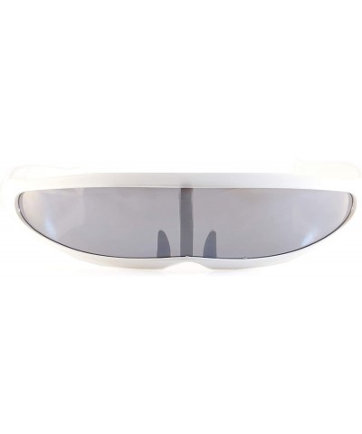 Shield Futuristic Smoke Mono Lens Color Frame Cyber Robot Sunglasses A274 - White - CZ18RU8TYYZ $11.73