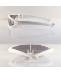 Shield Futuristic Smoke Mono Lens Color Frame Cyber Robot Sunglasses A274 - White - CZ18RU8TYYZ $11.73