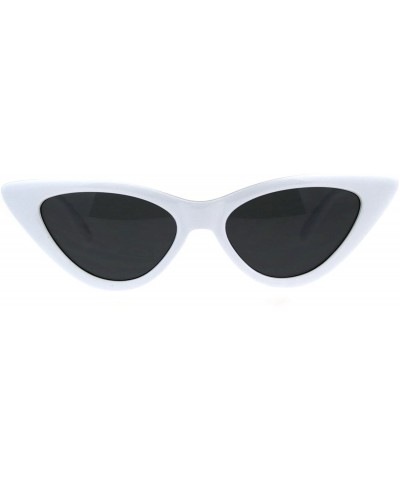 Square Womens Trendy Minimal Squared Cat Eye Mod Plastic Goth Sunglasses - White Black - CL18EW9R3S4 $12.53