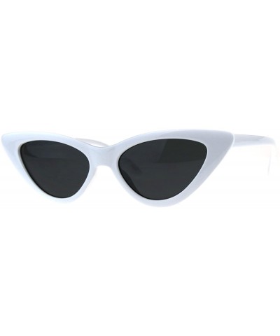 Square Womens Trendy Minimal Squared Cat Eye Mod Plastic Goth Sunglasses - White Black - CL18EW9R3S4 $12.53