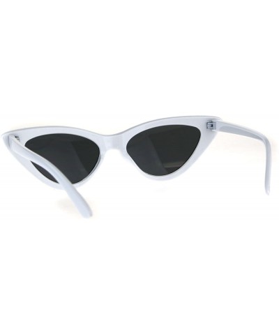 Square Womens Trendy Minimal Squared Cat Eye Mod Plastic Goth Sunglasses - White Black - CL18EW9R3S4 $12.53