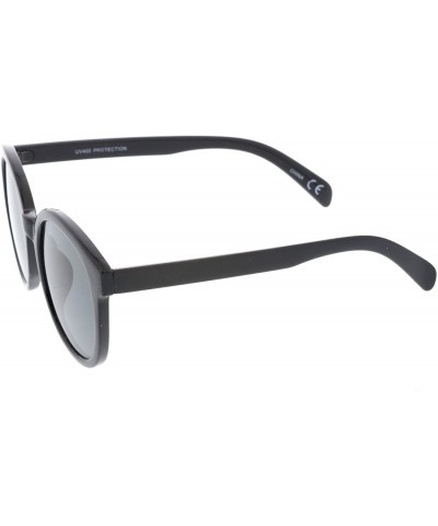 Oversized Oversize Horn Rimmed Flat Lens Round Sunglasses 55mm - Black / Smoke - CN12O7M3XCO $20.77