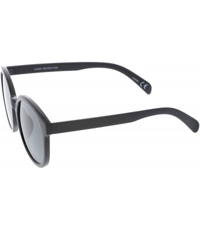 Oversized Oversize Horn Rimmed Flat Lens Round Sunglasses 55mm - Black / Smoke - CN12O7M3XCO $19.96