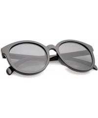 Oversized Oversize Horn Rimmed Flat Lens Round Sunglasses 55mm - Black / Smoke - CN12O7M3XCO $20.77