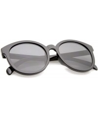 Oversized Oversize Horn Rimmed Flat Lens Round Sunglasses 55mm - Black / Smoke - CN12O7M3XCO $19.96