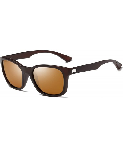 Square Square Sunglasses Polarized for Men - Retro Men's Driving Sunglasses Oversized E8921 - Brown - C418GDR7ANI $14.19