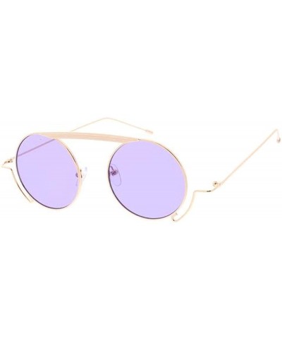 Round Sophisticated Round Frame Classics 70s Retro Fashion Sunglasses - Purple - CL18UU2Z770 $20.84