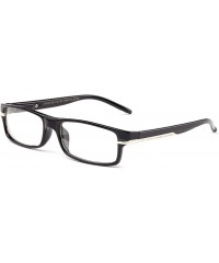Square "Notch" Slim Squared Modern Design Fashion Clear Lens Glasses - Black - CT12L9TGNHL $17.87