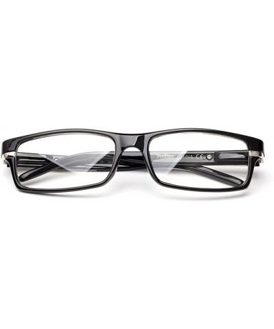 Square "Notch" Slim Squared Modern Design Fashion Clear Lens Glasses - Black - CT12L9TGNHL $17.87