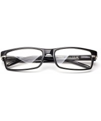Square "Notch" Slim Squared Modern Design Fashion Clear Lens Glasses - Black - CT12L9TGNHL $17.87