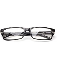 Square "Notch" Slim Squared Modern Design Fashion Clear Lens Glasses - Black - CT12L9TGNHL $10.04