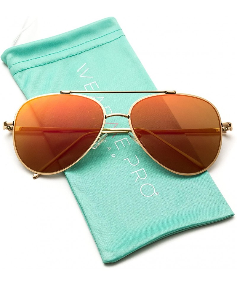 Oversized Mirror Pink Lens Cute Women Large Aviator Sunglasses - Gold Frame / Mirror Red - CU18CRDN0LO $19.17