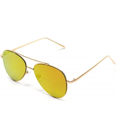 Oversized Mirror Pink Lens Cute Women Large Aviator Sunglasses - Gold Frame / Mirror Red - CU18CRDN0LO $19.17