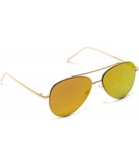 Oversized Mirror Pink Lens Cute Women Large Aviator Sunglasses - Gold Frame / Mirror Red - CU18CRDN0LO $8.72