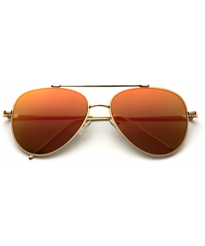 Oversized Mirror Pink Lens Cute Women Large Aviator Sunglasses - Gold Frame / Mirror Red - CU18CRDN0LO $8.72