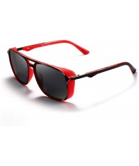 Aviator Polarized Sunglasses For Men Square Frame Unisex Outdoor Sports Goggle Classic K0623 - Matte-red&grey - CG18O93WNOD $...