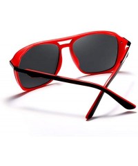 Aviator Polarized Sunglasses For Men Square Frame Unisex Outdoor Sports Goggle Classic K0623 - Matte-red&grey - CG18O93WNOD $...