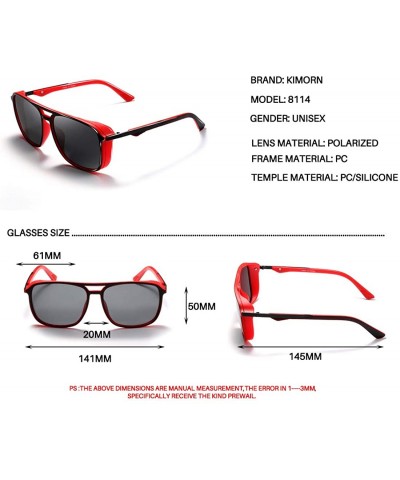 Aviator Polarized Sunglasses For Men Square Frame Unisex Outdoor Sports Goggle Classic K0623 - Matte-red&grey - CG18O93WNOD $...