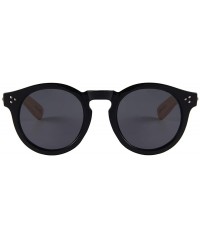 Semi-rimless Bamboo Wood Sunglasses for Men and Women - Retro Round Wooden Sunglasses - Black (Full Rim) - CA18SX5ROEG $14.46