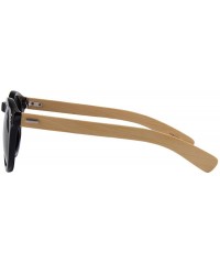 Semi-rimless Bamboo Wood Sunglasses for Men and Women - Retro Round Wooden Sunglasses - Black (Full Rim) - CA18SX5ROEG $34.15