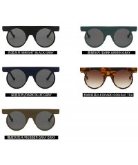 Oversized Leopard Sexy Geometric Sunglasses Brand Designer Women Punk Round Sunglasses Flat Top Shades - Green&gray - CQ18MDD...
