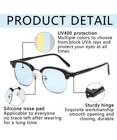 Oval Semi Rimless Sunglasses for Women Men Oval Retro Sunglasses Driving Sunglasses colorful lens sunglasses UV400 - 2 - CR19...