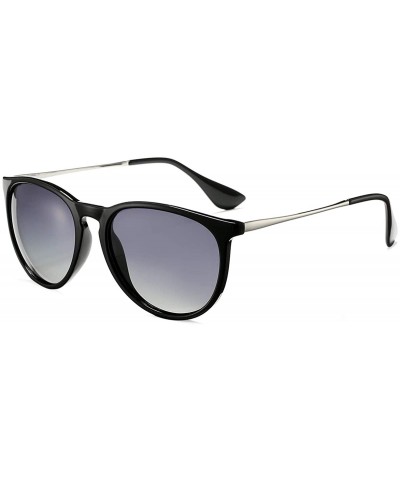 Sport Polarized Sunglasses for Women Classic Round Retro Sun Glasses - Black Frame /Grey Gradient Lens - CS1946978NK $26.09