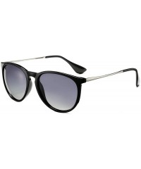 Sport Polarized Sunglasses for Women Classic Round Retro Sun Glasses - Black Frame /Grey Gradient Lens - CS1946978NK $14.96