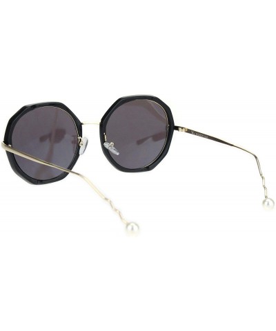 Round Womens Mod Geometric Color Mirrored Lens Round Luxury Sunglasses - Black Green Mirror - CX18KK2Z920 $12.30