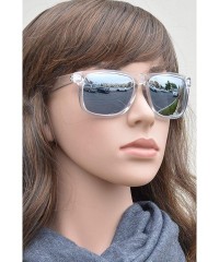 Wayfarer Clear Frame Polarized Square Sunglasses Women Men - UV Protection Color Mirror Lens- Retro Sports Beach - CF18GC3WW8...