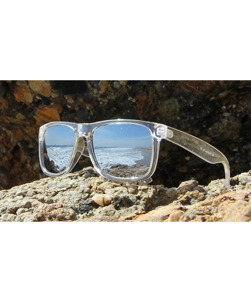 Clear Frame Polarized Square Sunglasses Women Men - UV Protection Color  Mirror Lens- Retro Sports Beach - C918GC46XON