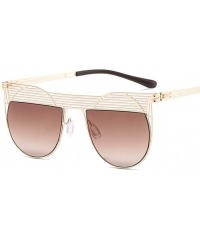 Round Round Cat Eye Sunglasses for Women Metal Punk Eyewear UV400 - C4gold Gradientbrown - CL1906CY32U $11.68