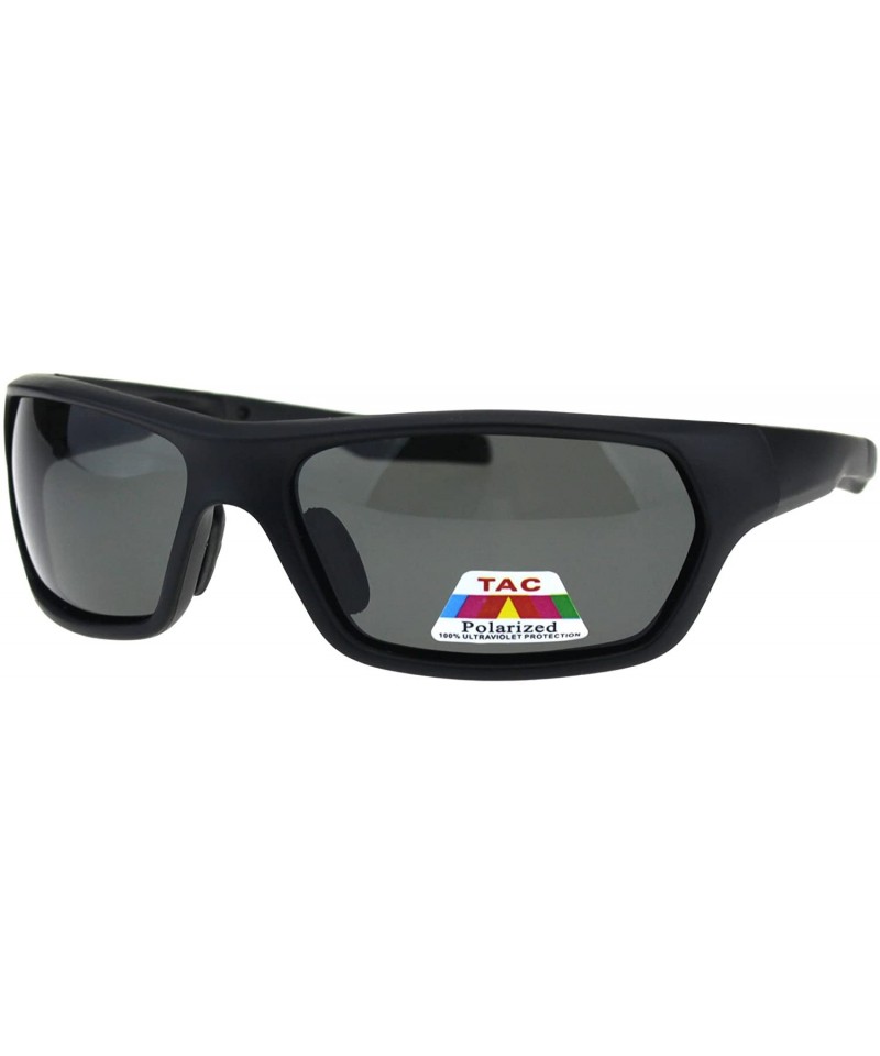 Sport Polarized No Glare Warp Plastic Sport Light Weight Mens Sunglasses - Matte Black - C018ES566C9 $9.59