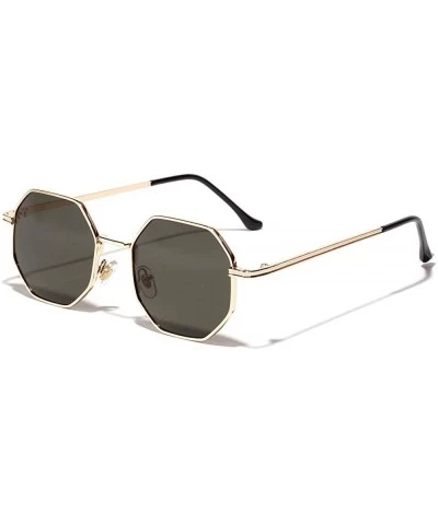 Oval women vintage sunglasses men metal gold green brown male octagonal sun glasses for ladies polygon uv400 - CX1900ZAE7N $4...