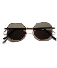 Oval women vintage sunglasses men metal gold green brown male octagonal sun glasses for ladies polygon uv400 - CX1900ZAE7N $2...