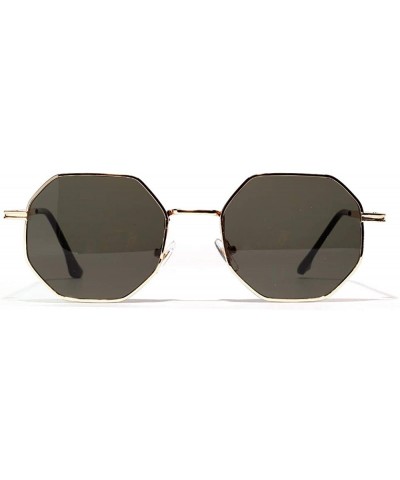 Oval women vintage sunglasses men metal gold green brown male octagonal sun glasses for ladies polygon uv400 - CX1900ZAE7N $2...