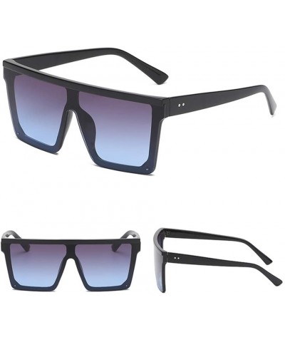 Aviator Women Men Sunglasses Square Oversized Flat Top Fashion Shades Sun Glasses Vintage (C) - C - CQ1902AIUOQ $10.91
