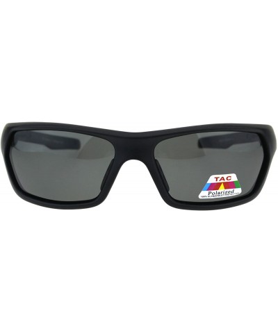 Sport Polarized No Glare Warp Plastic Sport Light Weight Mens Sunglasses - Matte Black - C018ES566C9 $9.59