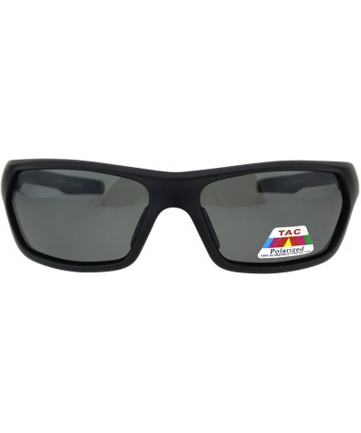 Sport Polarized No Glare Warp Plastic Sport Light Weight Mens Sunglasses - Matte Black - C018ES566C9 $22.58