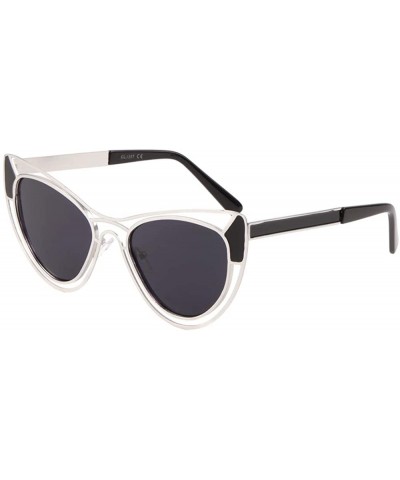 Cat Eye Sharp Cat Eye Meta Cut Frame Sunglasses - Silver - C7197OQI44S $25.91