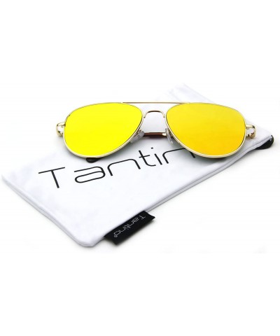 Aviator Classic Aviator Sunglasses Flash Lens - Gold + Orange - C412LC4885D $22.68