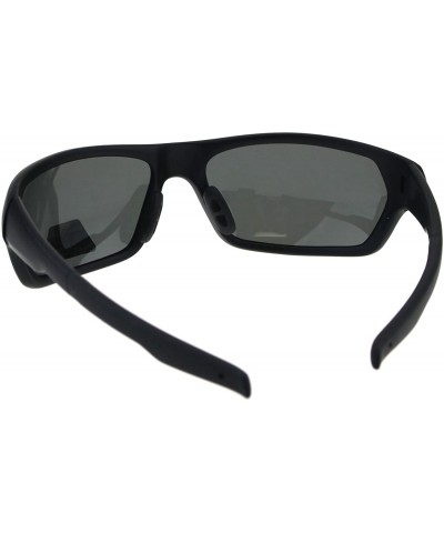Sport Polarized No Glare Warp Plastic Sport Light Weight Mens Sunglasses - Matte Black - C018ES566C9 $9.59