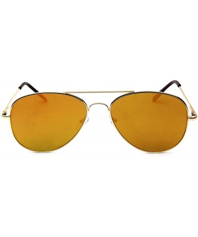 Aviator Classic Aviator Sunglasses Flash Lens - Gold + Orange - C412LC4885D $12.26