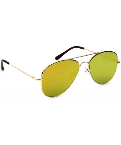 Aviator Classic Aviator Sunglasses Flash Lens - Gold + Orange - C412LC4885D $12.26