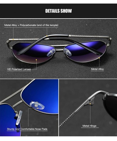 Sport Men Aviator Sunglasses Polarized Women UV 400 Protection 60MM Fashion Style Driving - Silver Blue - CV192EZDD8M $13.65