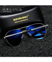 Sport Men Aviator Sunglasses Polarized Women UV 400 Protection 60MM Fashion Style Driving - Silver Blue - CV192EZDD8M $13.65