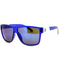 Square Mens Sporty Fashion Sunglasses Matted Square Frame Color Mirror Lens - Blue - CU125UHVY3B $8.05