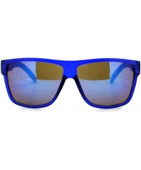 Square Mens Sporty Fashion Sunglasses Matted Square Frame Color Mirror Lens - Blue - CU125UHVY3B $8.05