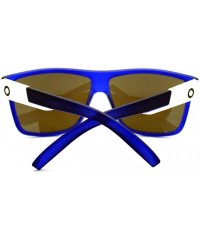 Square Mens Sporty Fashion Sunglasses Matted Square Frame Color Mirror Lens - Blue - CU125UHVY3B $8.05