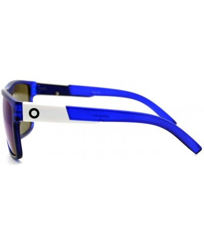 Square Mens Sporty Fashion Sunglasses Matted Square Frame Color Mirror Lens - Blue - CU125UHVY3B $8.05